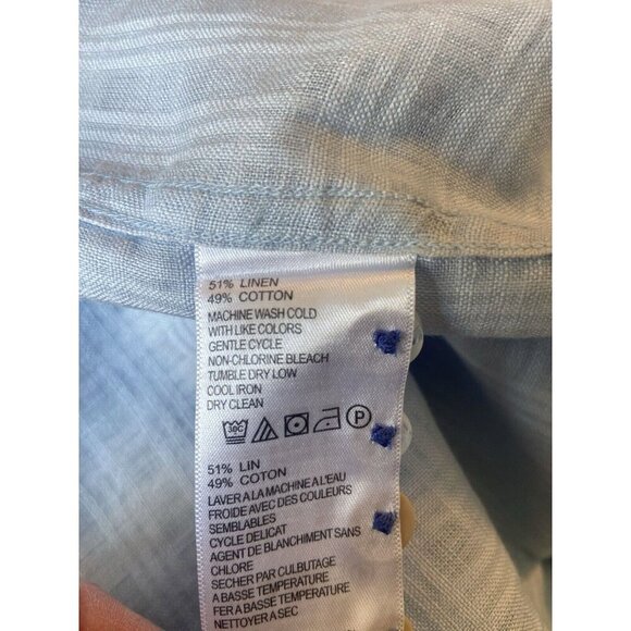 Tommy Bahama Mens Button Up Shirt Linen Cotton Blend Size Large Shirt Light Blue - Picture 13 of 15